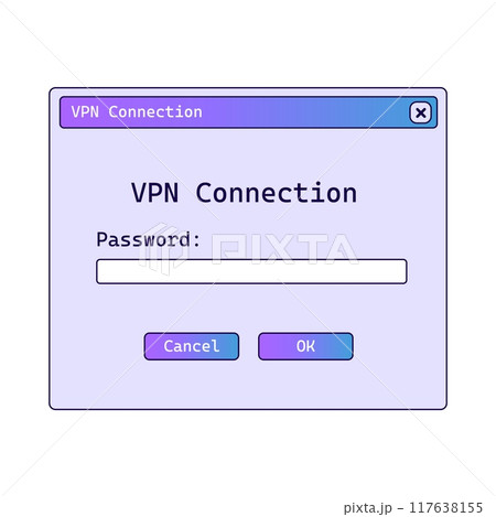 Vpn connection window with gradient. Registration panel in old style. Vpn connection window with gradient. Registration panel in old style. 117638155