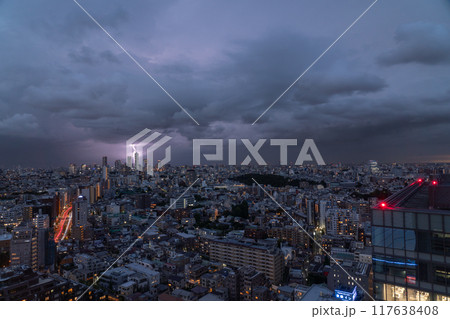 《東京都》ゲリラ雷雨の東京 117638408