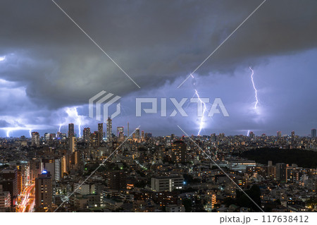 《東京都》ゲリラ雷雨の東京 117638412