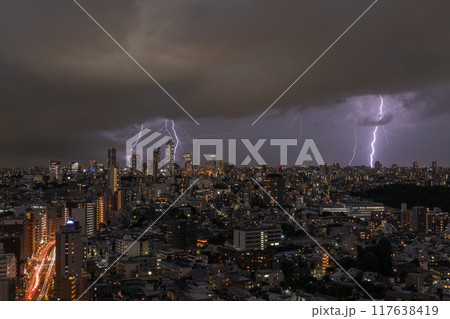 《東京都》ゲリラ雷雨の東京 117638419