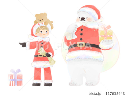 白くまと子供のサンタクロース　クリスマス 117638448