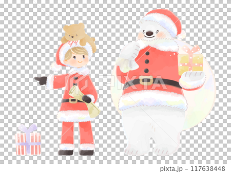 白くまと子供のサンタクロース　クリスマス 117638448