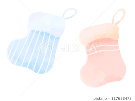 クリスマスの靴下の手描きイラスト 117638472