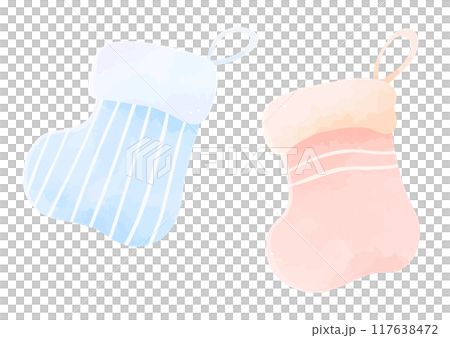 クリスマスの靴下の手描きイラスト 117638472