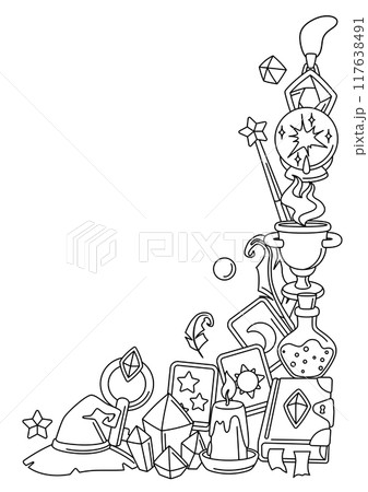 Background with magic items. Witchcraft alchemy mystery elements. Background with magic items. Witchcraft alchemy mystery elements. 117638491