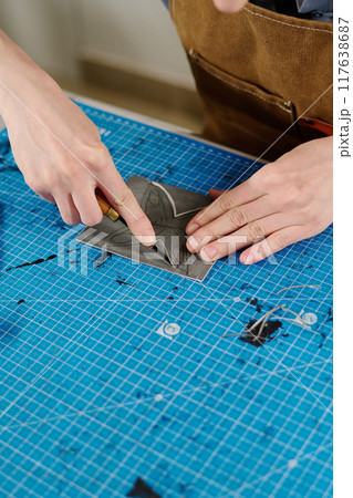 Artisan cutting out pattern for printing Artisan cutting out pattern for printing 117638687