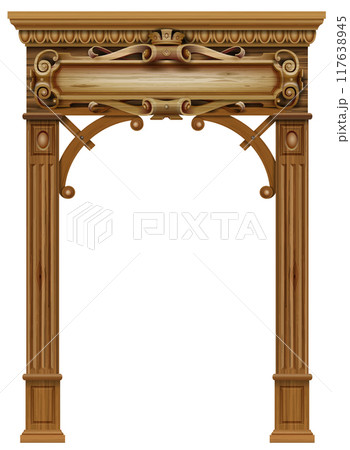 Classic wooden arch and pillars background 117638945