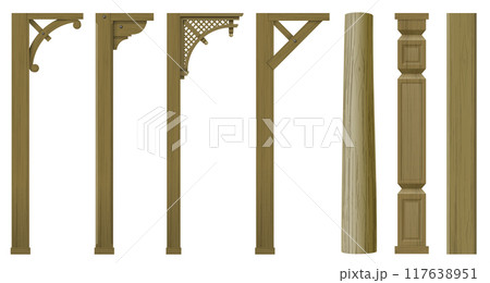 Set of vintage wooden columns Set of vintage wooden columns 117638951
