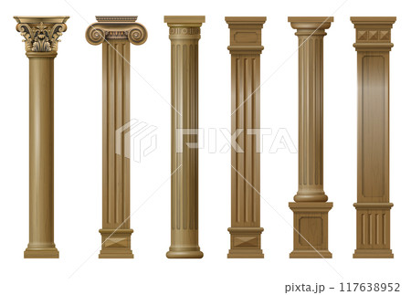 Set of vector classic wood columns 117638952