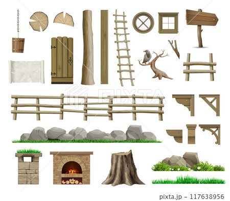 Set of textures of wooden classic parts 117638956