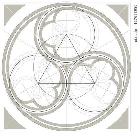 Geometric diagram drawing Gothic window 117638959