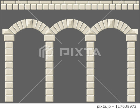 Antique white colonnade with Ionic columns Antique white colonnade with Ionic columns 117638972