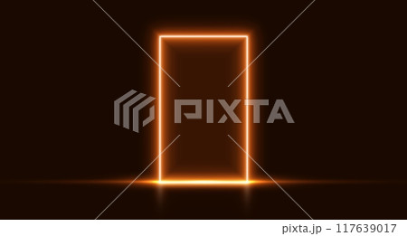 Neon door, orange glowing portal, futuristic arch, magic gate background. 117639017