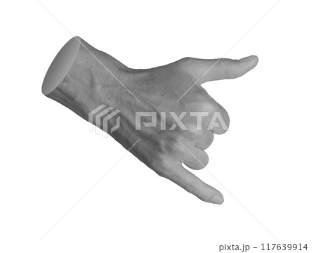 Thumb and pinky finger gesture, hand surf, surfer s sign. Shaka isolated symbol on white background. 117639914