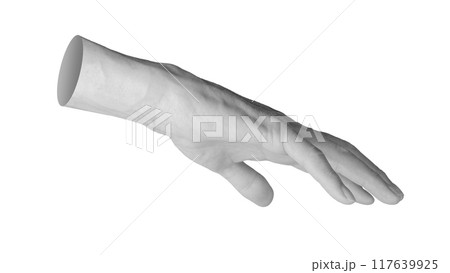 Reaching, catching, stretching to something, touching down. hand sign isolated on white background 117639925