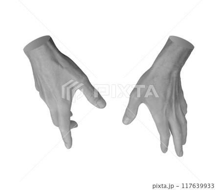 Holding, keeping, caring and touching with both two palms, hand sign isolated on white background 117639933