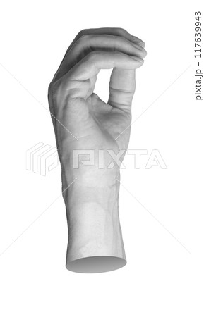 Hand with fingers bent like claws, showing a gripping gesture. Isolated on a white background. Hand with fingers bent like claws, showing a gripping gesture. Isolated on a white background. 117639943