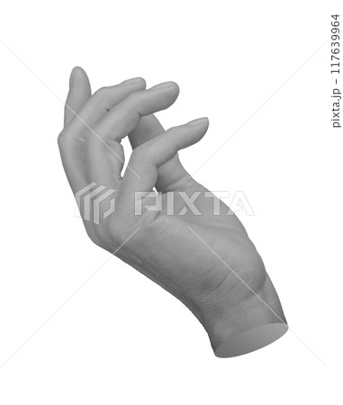 Hand gesture, sign, showing or holding something isolated on white background 117639964