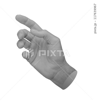 Hand gesture, sign, index finger indicating, showing, presenting isolated on white background Hand gesture, sign, index finger indicating, showing, presenting isolated on white background 117639967
