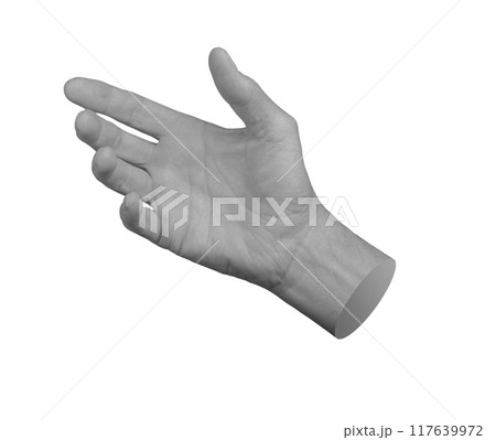 Hand gesture for holding or presenting an invisible object or product. outstretched, isolated on Hand gesture for holding or presenting an invisible object or product. outstretched, isolated on 117639972