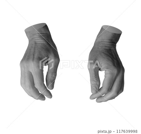 Catching, seizing, gripping, taking with both two hands isolated on white background 117639998