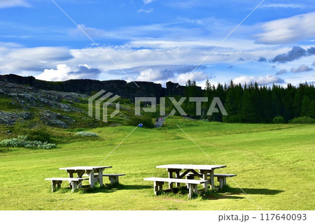 アイスランド　シンクヴェトリル国立公園オクサルアゥラフォスの滝周辺(Öxarárfoss) 117640093
