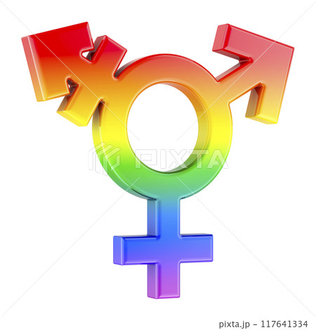 Transgender symbol, front view. 3D rendering Transgender symbol, front view. 3D rendering 117641334