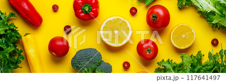 色とりどりの新鮮な野菜の取り合わせ 117641497