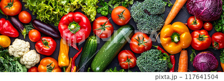 色とりどりの新鮮な野菜の取り合わせ 117641504
