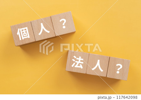 個人?法人?の文字が入ったブロック 個人?法人?の文字が入ったブロック 117642098