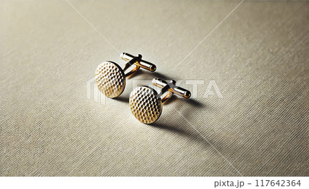 貴金属　金のカフスボタン 画像素材