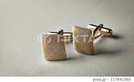 貴金属　金のカフスボタン 画像素材