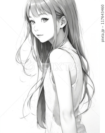 綺麗な女の子のイラスト 117643460