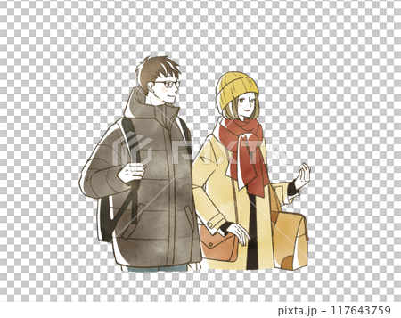 冬に旅行をする男女 117643759