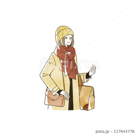 冬に旅行をする女性 117643776