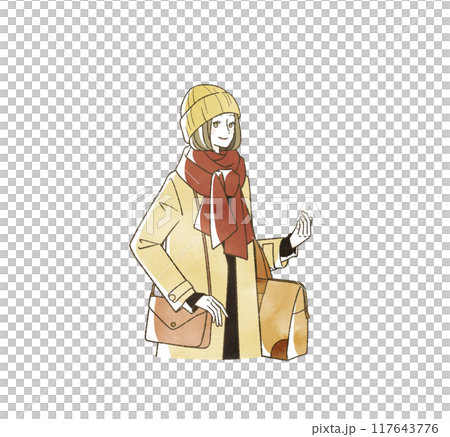 Woman traveling in winter 117643776