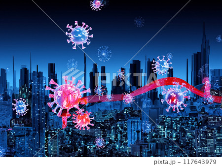 都市とコロナウイルスイメージ 117643979