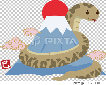 富士山に巻き付くヘビ　右向き 117644008