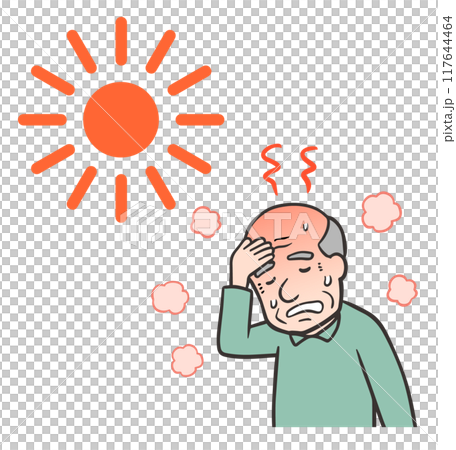 老人天熱出汗,中暑了 老人天熱出汗,中暑了 117644464