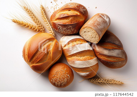 たくさん並んだパン 117644542