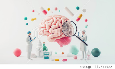 医療イメージ　脳の検査と治療 117644582
