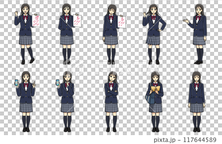 Blazer high school girl full body pose set 3 Blazer high school girl full body pose set 3 117644589