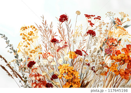 美しいドライフラワーの花束 117645198