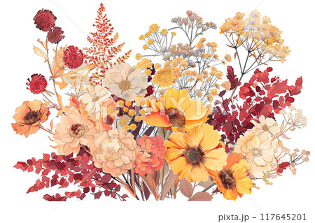 美しいドライフラワーの花束 117645201