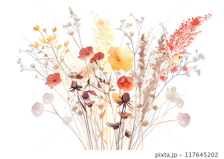 美しいドライフラワーの花束 117645202