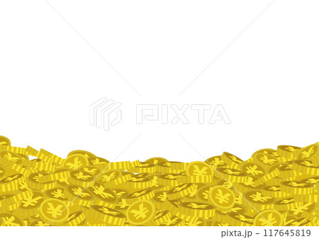 日本円の硬貨、コインの山と白背景のベクターイラスト 117645819