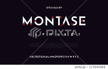 Montase creative modern urban alphabet font. Digital abstract moslem, futuristic, fashion, sport, minimal technology typography. Simple numeric vector illustration Montase creative modern urban alphabet font. Digital abstract moslem, futuristic, fashion, sport, minimal technology typography. Simple numeric vector illustration 117645984