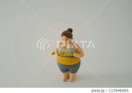 お腹周りが気になる肥満女性 お腹周りが気になる肥満女性 117646065