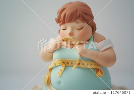 お腹周りが気になる肥満女性 お腹周りが気になる肥満女性 117646071