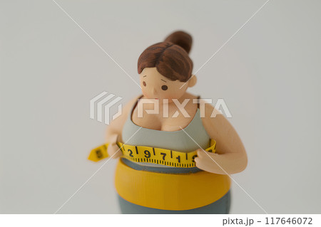 お腹周りが気になる肥満女性 お腹周りが気になる肥満女性 117646072